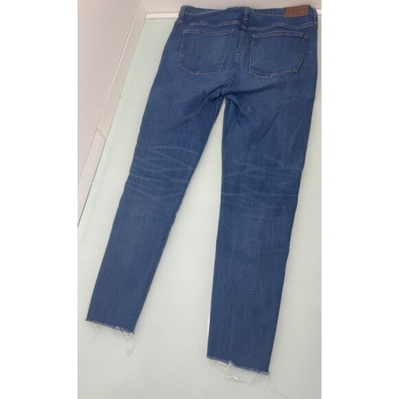 Madewell High Rise Skinny Women's Jeans 32T 32 Tall Raw Hem Stretch Dark Wash - Picture 3 of 14
